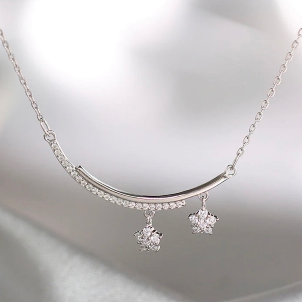 NEW! 925 Sterling Silver Double Bar Necklace !